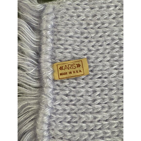 Aris Knits Thermal Puff Lavender Acrylic Scarf With Tassels - Picture 11 of 12